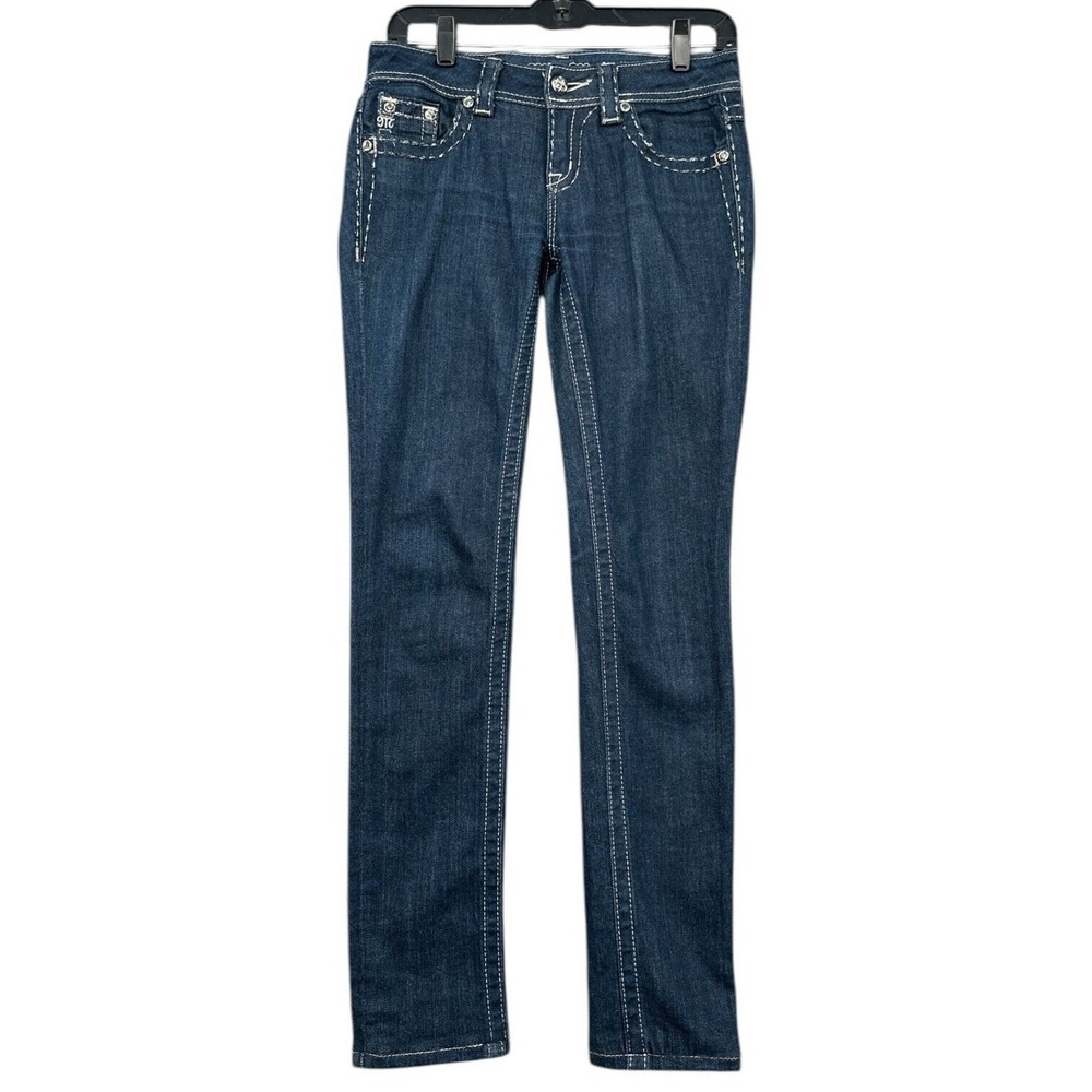 Miss Me Dark‎ Wash Jeans Contrast Stitching Womens Size 26 JE5014S19X